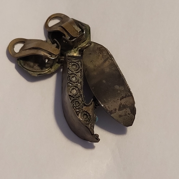 Vintage silver tone Persian Slipper clip on Earrings PRICE REDUCED!! - Picture 4 of 9